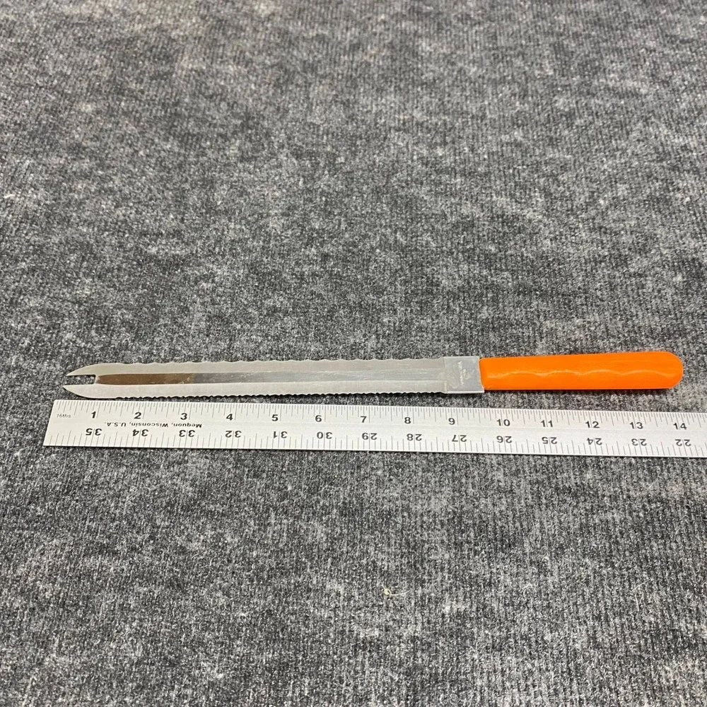 Picam Amazing Knife Vintage Stainless Steel Japan Serrated Utility Orange Handle
